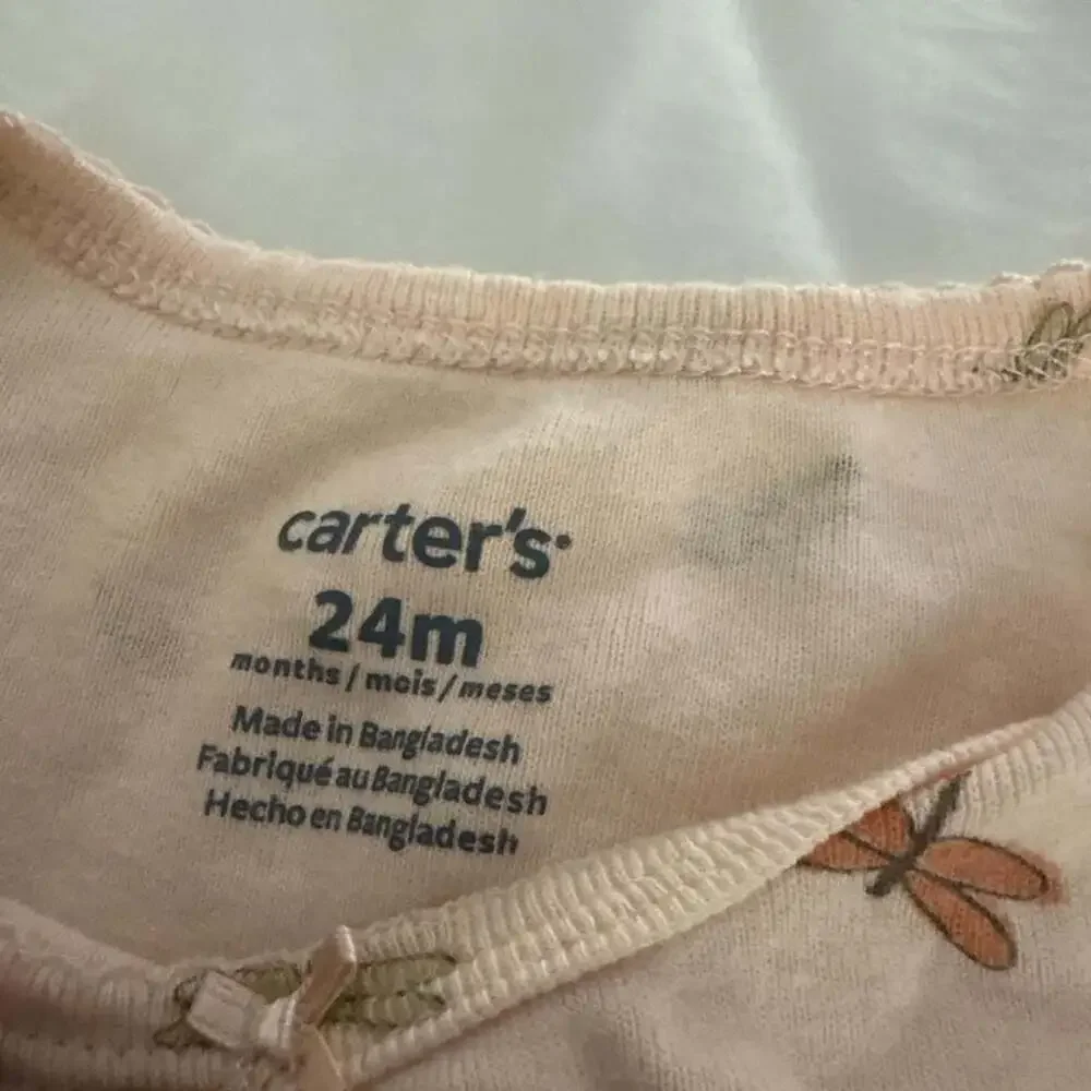 Carter's Baby Bodysuit Pink Dragonfly Print Size 24M